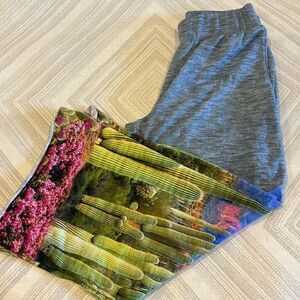 Terez Women’s Dessert Print Wide Leg Thick Band Grey Joggers